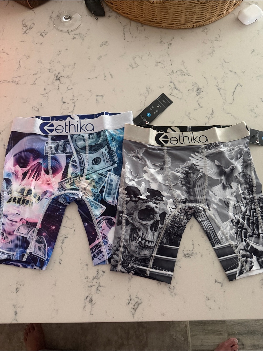 ethika Boys Neon Pink, Blue & Gray Graphic Boxer Briefs - 2 Pack